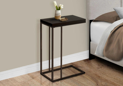 C-Shaped Accent Table with dark wood top and metal frame by Unique Piece Furniture on Tampa Home & Garden Store