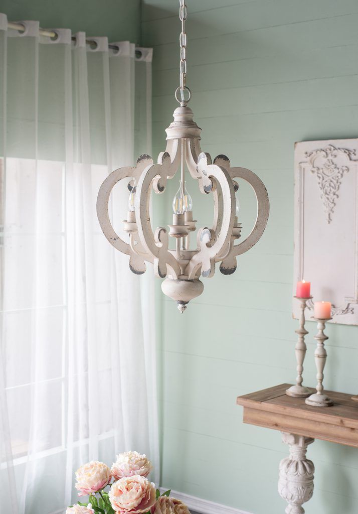 Farmhouse Chandelier With 6 Light Wood Pendant
