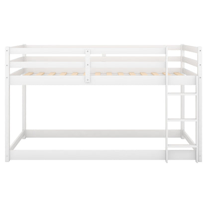 Floor Bunk Bed With Ladder in white finish with safety rails on top bunk on Tampa Home & Garden Store