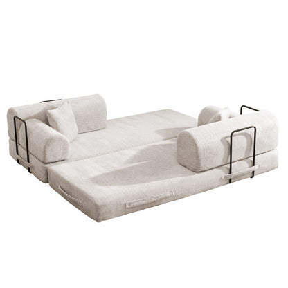 Modern Two Tone Fabric Sofa and Convertible Bed