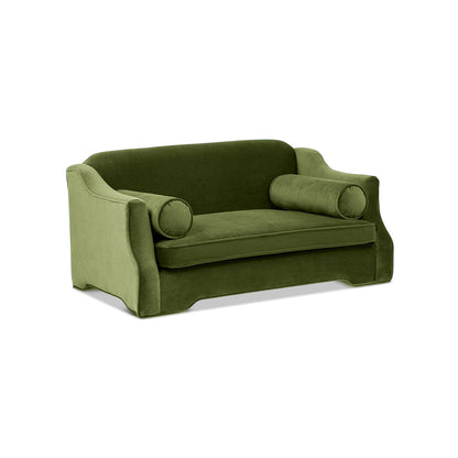 Paloma dog sofa bed olive green, medium size with rounded bolster arms, HouseOfZazla on Tampa Home & Garden Store