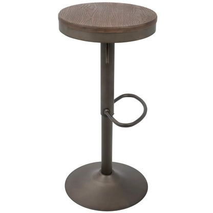 Industrial adjustable barstool dark brown wood seat with swivel metal base HouseOfZazla on Tampa Home & Garden Store