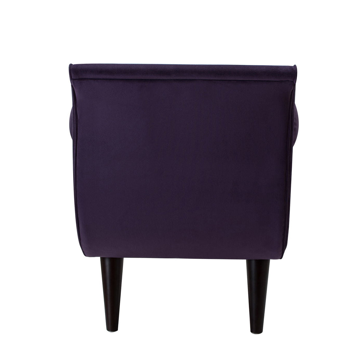 Tufted Flared Arm Entryway Bench purple upholstery with tapered dark legs HouseOfZazla on Tampa Home & Garden Store