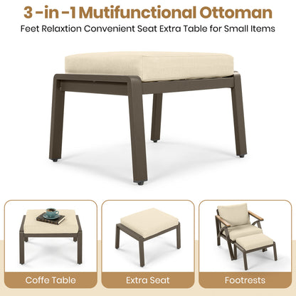 6-Piece Outdoor Patio Set with steel frame sofa, beige cushions, acacia wood table on Tampa Home & Garden Store