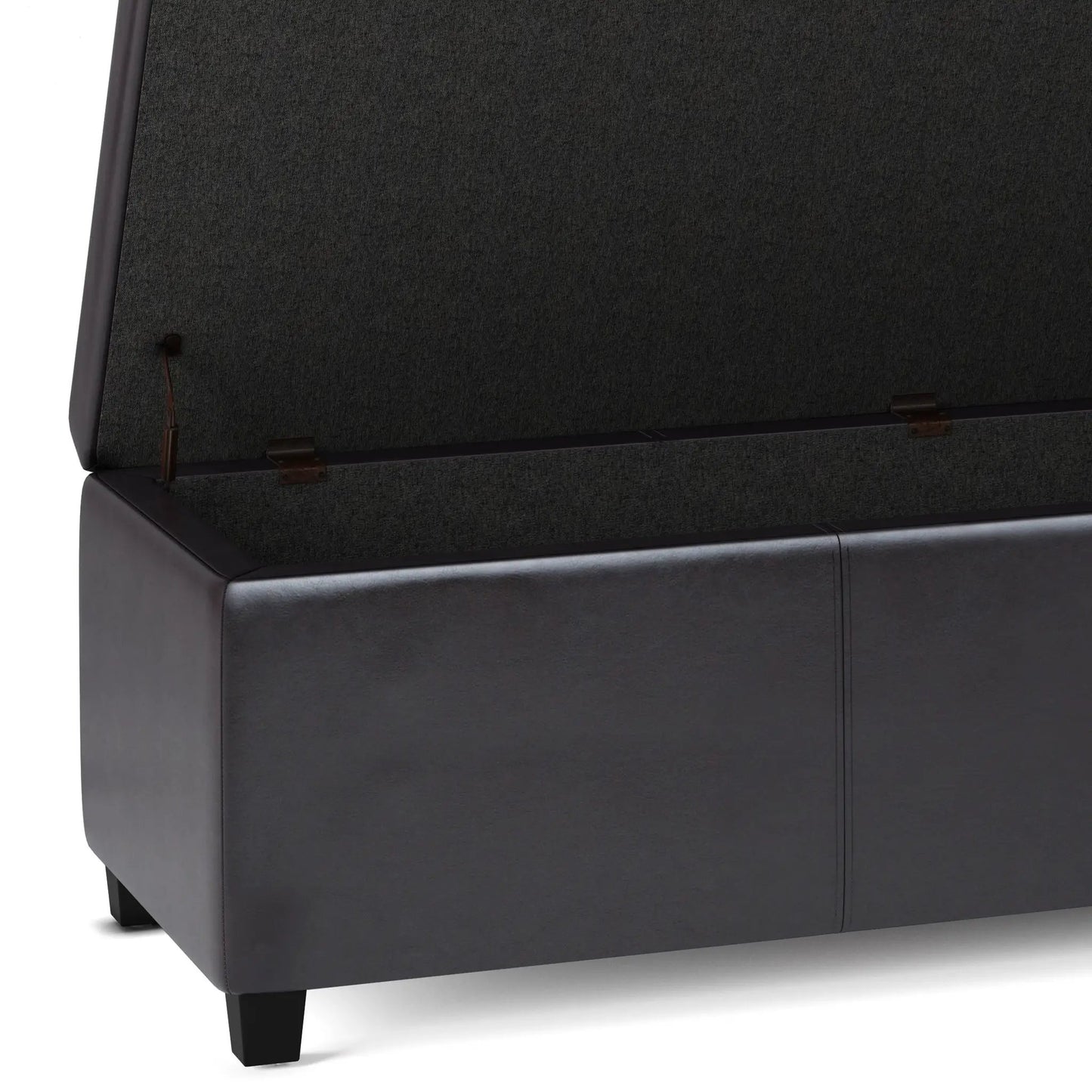 Avalon storage ottoman bench in charcoal fabric with leather trim by Unique Piece Furniture on Tampa Home & Garden Store