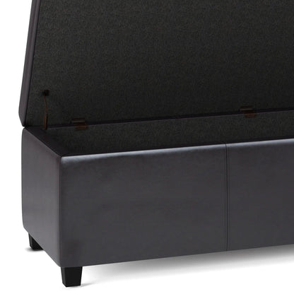 Avalon storage ottoman bench in charcoal fabric with leather trim by Unique Piece Furniture on Tampa Home & Garden Store