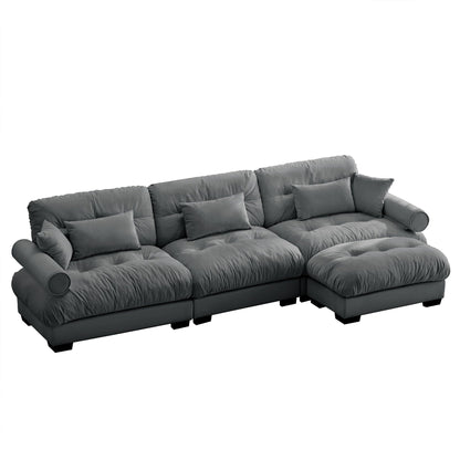 Super Comfort Modular Sectional Sofa With Movable Ottoman in gray fabric, 2-piece set by HouseOfZazla on Tampa Home & Garden Store