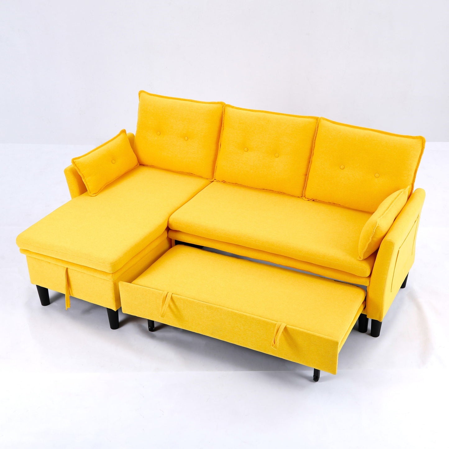 L-shaped reversible chaise sectional sofa with storage bright yellow upholstery by HouseOfZazla on Tampa Home & Garden Store