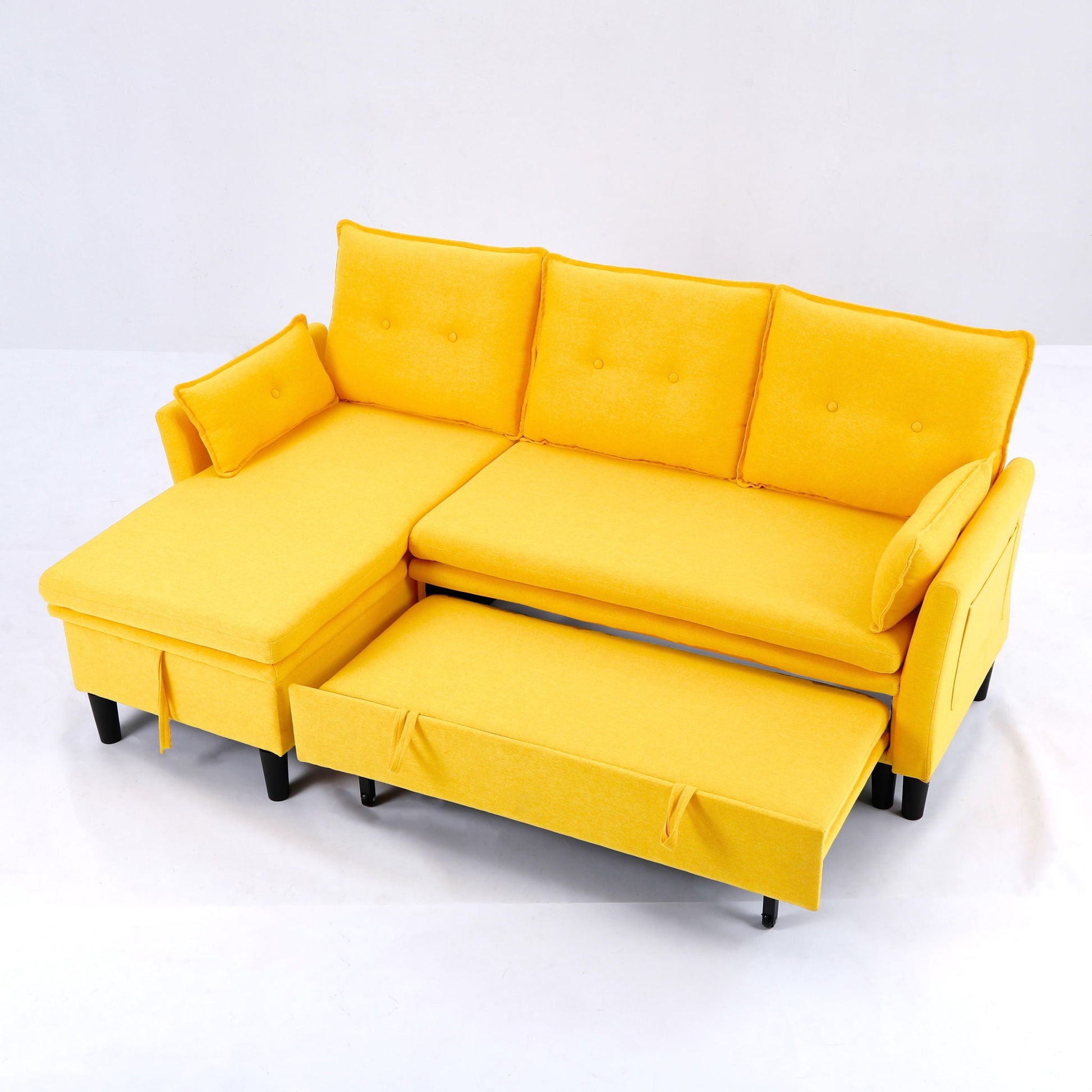 L-shaped reversible chaise sectional sofa with storage bright yellow upholstery by HouseOfZazla on Tampa Home & Garden Store