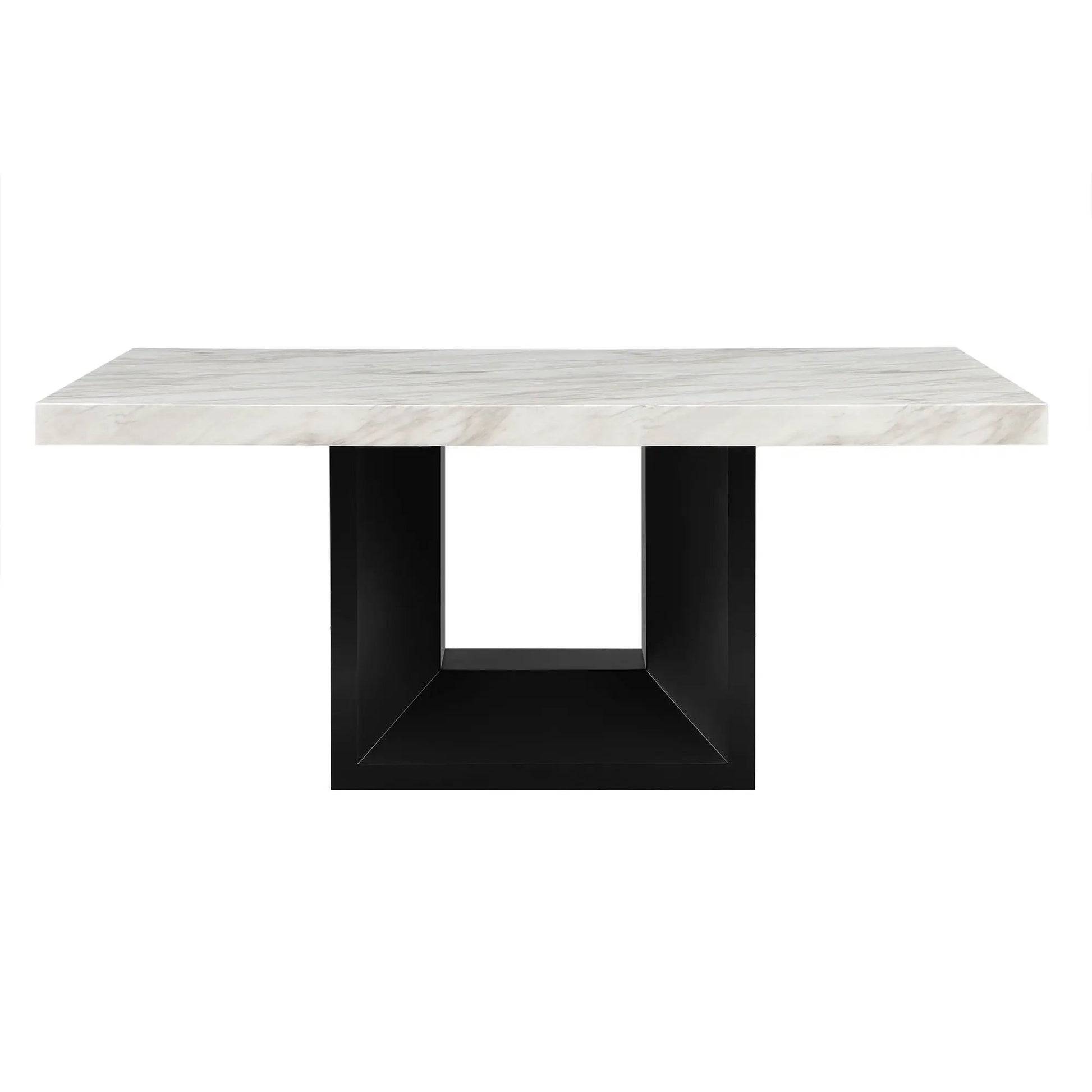 Sheena dining table white marble top with black pedestal legs Unique Piece Furniture on Tampa Home & Garden Store