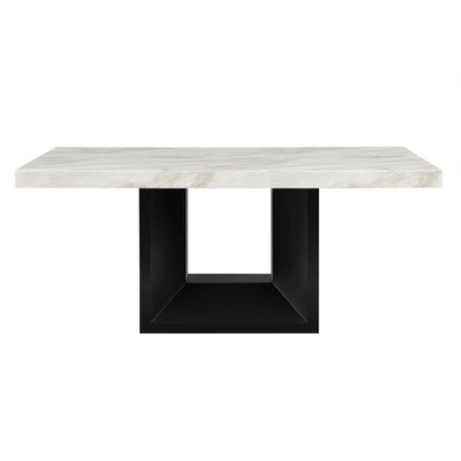 Sheena dining table white marble top with black pedestal legs Unique Piece Furniture on Tampa Home & Garden Store