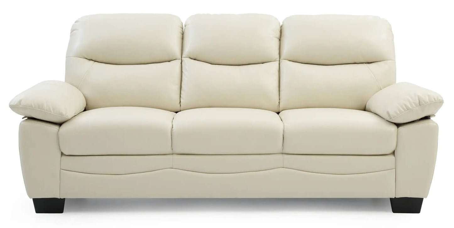 Marta - Sofa beige leather stationary sofa by Unique Piece Furniture with cushioned arms on Tampa Home & Garden Store