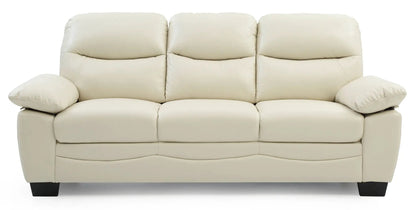 Marta - Sofa beige leather stationary sofa by Unique Piece Furniture with cushioned arms on Tampa Home & Garden Store