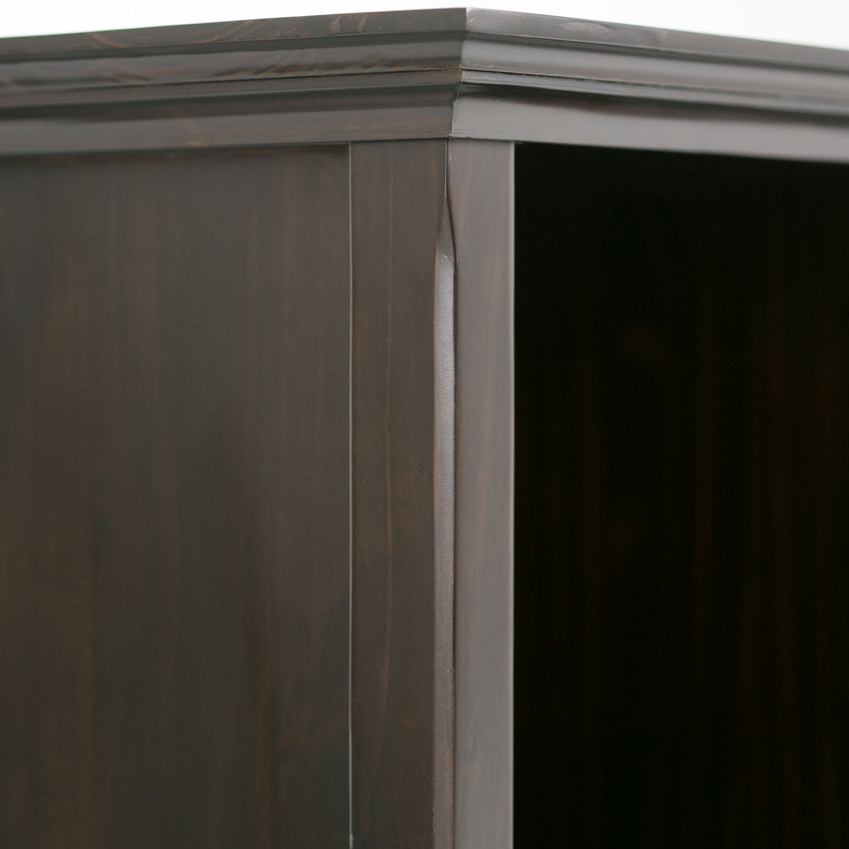 Amherst Cube Storage Bookcase close-up in dark espresso wood finish on Tampa Home & Garden Store