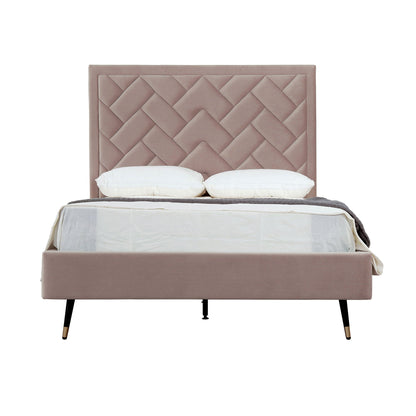 Crosby upholstered bed with dusty rose tufted headboard and slats by HouseOfZazla on Tampa Home & Garden Store