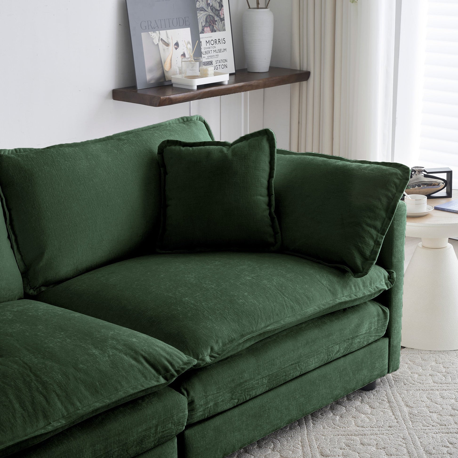 Mid-Century Modern 3-Seater Sofa in green chenille upholstery on Tampa Home & Garden Store