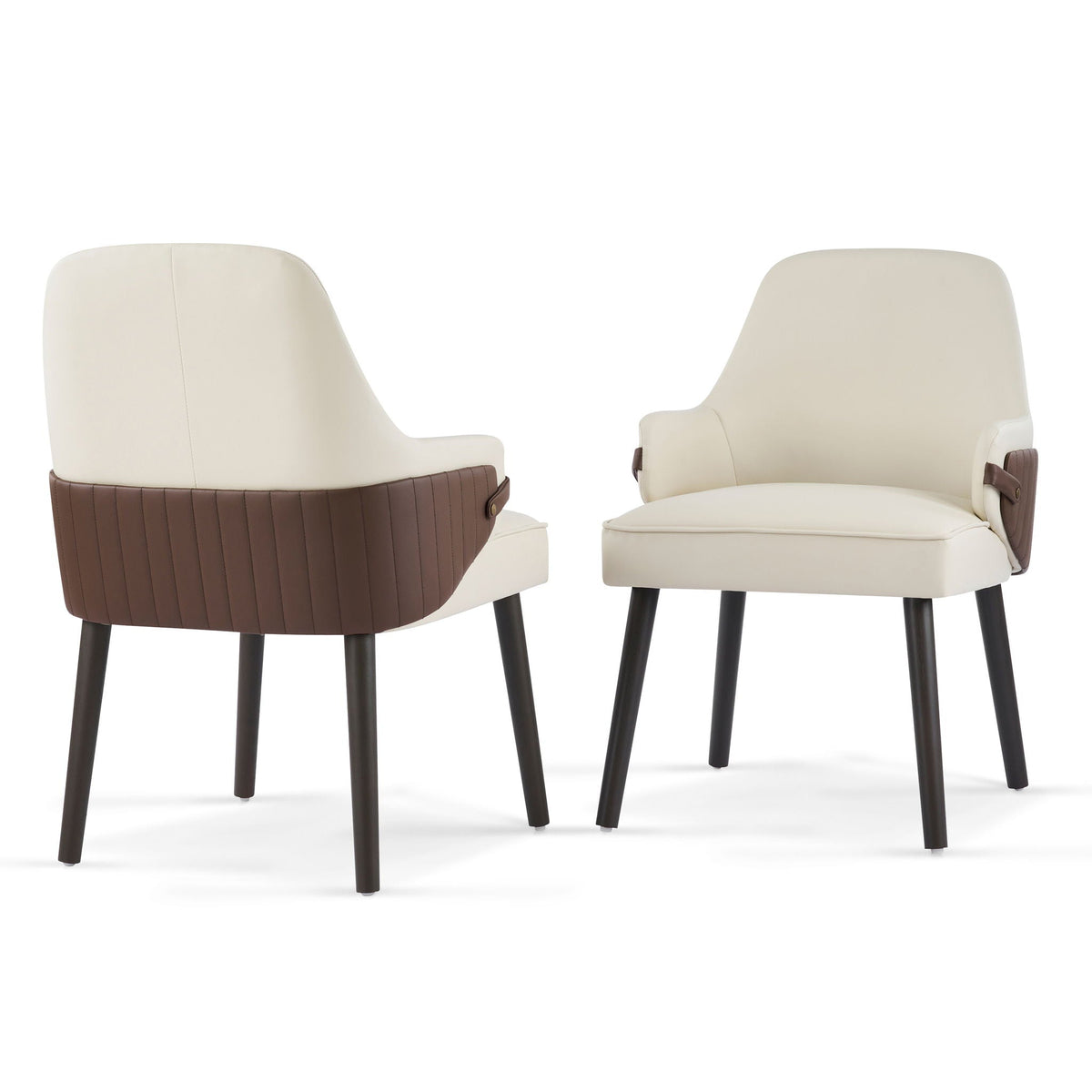 Indoor dining chair set of 2 beige with brown base and ergonomic armrests HouseOfZazla on Tampa Home & Garden Store