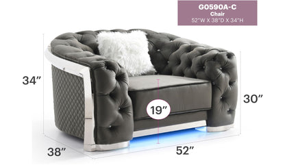 Sophisticated Accent Chair - Gray, tufted leather upholstery, HouseOfZazla armchair on Tampa Home & Garden Store
