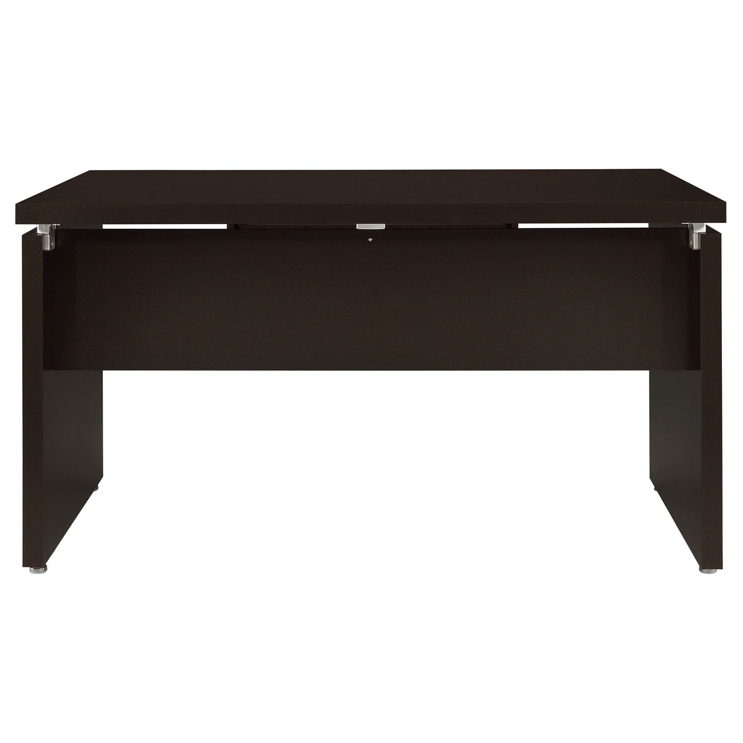 Ulloa L-shaped office desk cappuccino finish with metal-leg frame on Tampa Home & Garden Store