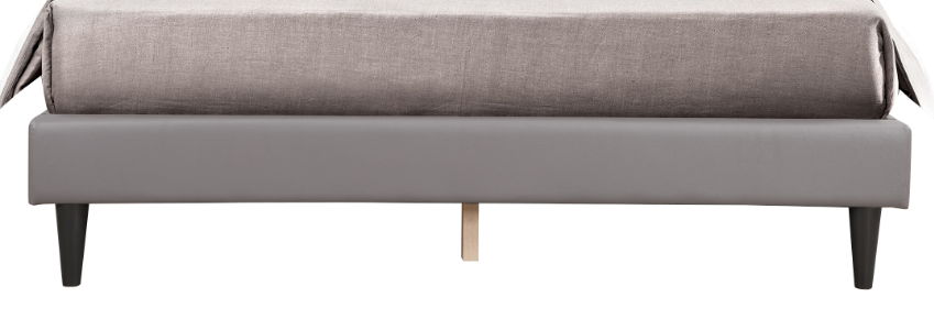 Button tufted upholstered bed in soft gray fabric with low platform by HouseOfZazla on Tampa Home & Garden Store
