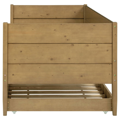 Stewart Twin Daybed with Trundle in natural wood finish by HouseOfZazla on Tampa Home & Garden Store