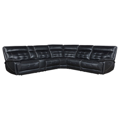 Hayden dual power reclining sectional sofa black leather HouseOfZazla, reclining chaise on Tampa Home & Garden Store