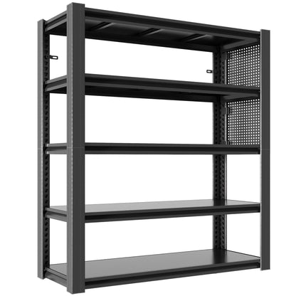 Industrial 5-Tier Adjustable Shelving Unit with Pegboard by HouseOfZazla in black metal wall rack on Tampa Home & Garden Store