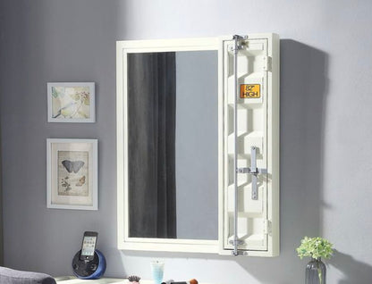 Cargo Vanity Mirror Clear Reflection with built-in storage shelves white frame on Tampa Home & Garden Store