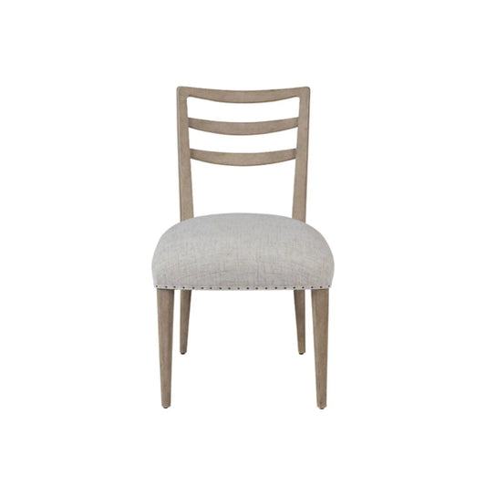 Ladderback side dining chairs set of 2 with light wood frame and beige upholstery on Tampa Home & Garden Store
