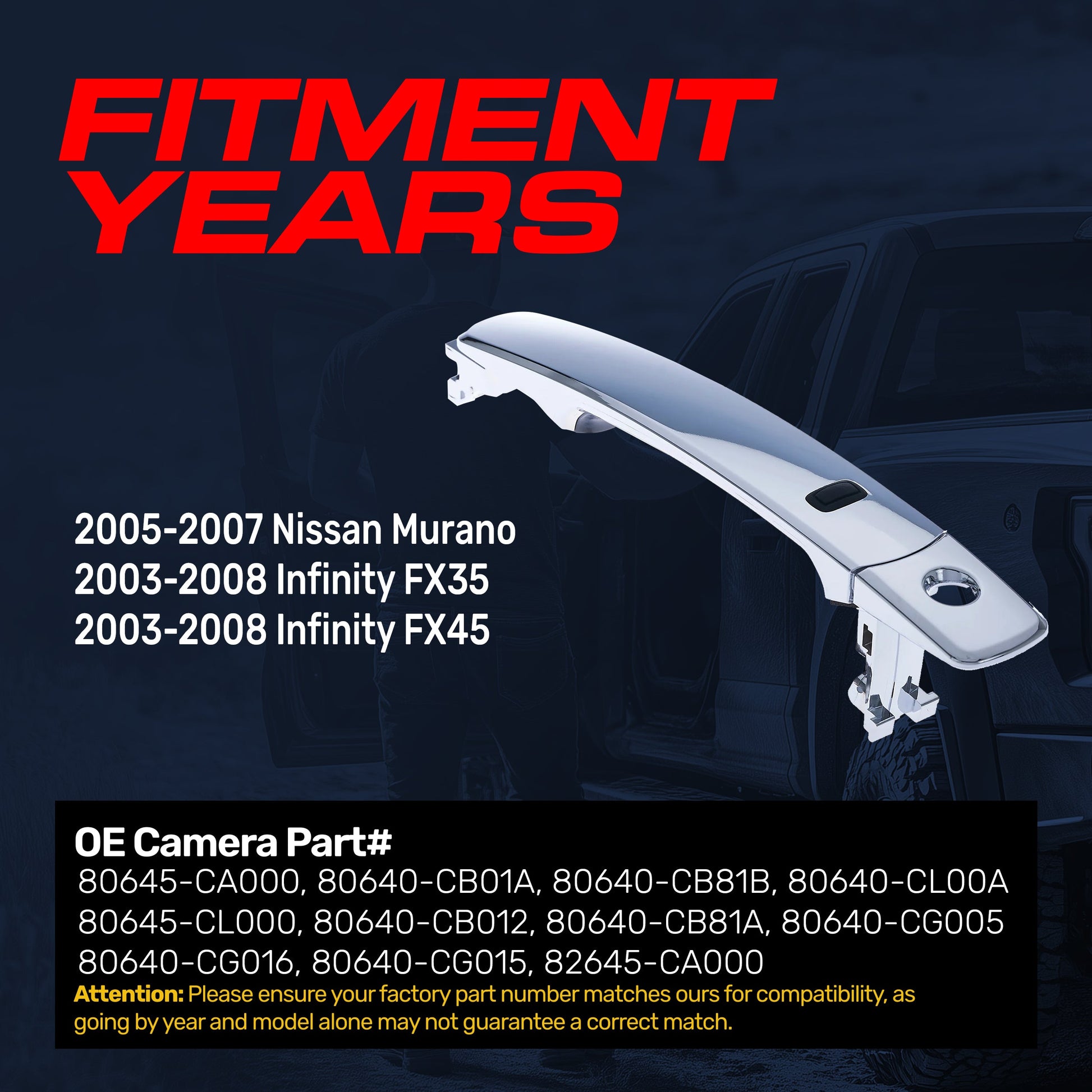 Exterior chrome door handle front left driver side for Nissan Murano/Infiniti FX35/FX45 Master Tailgaters on Tampa Home & Garden Store