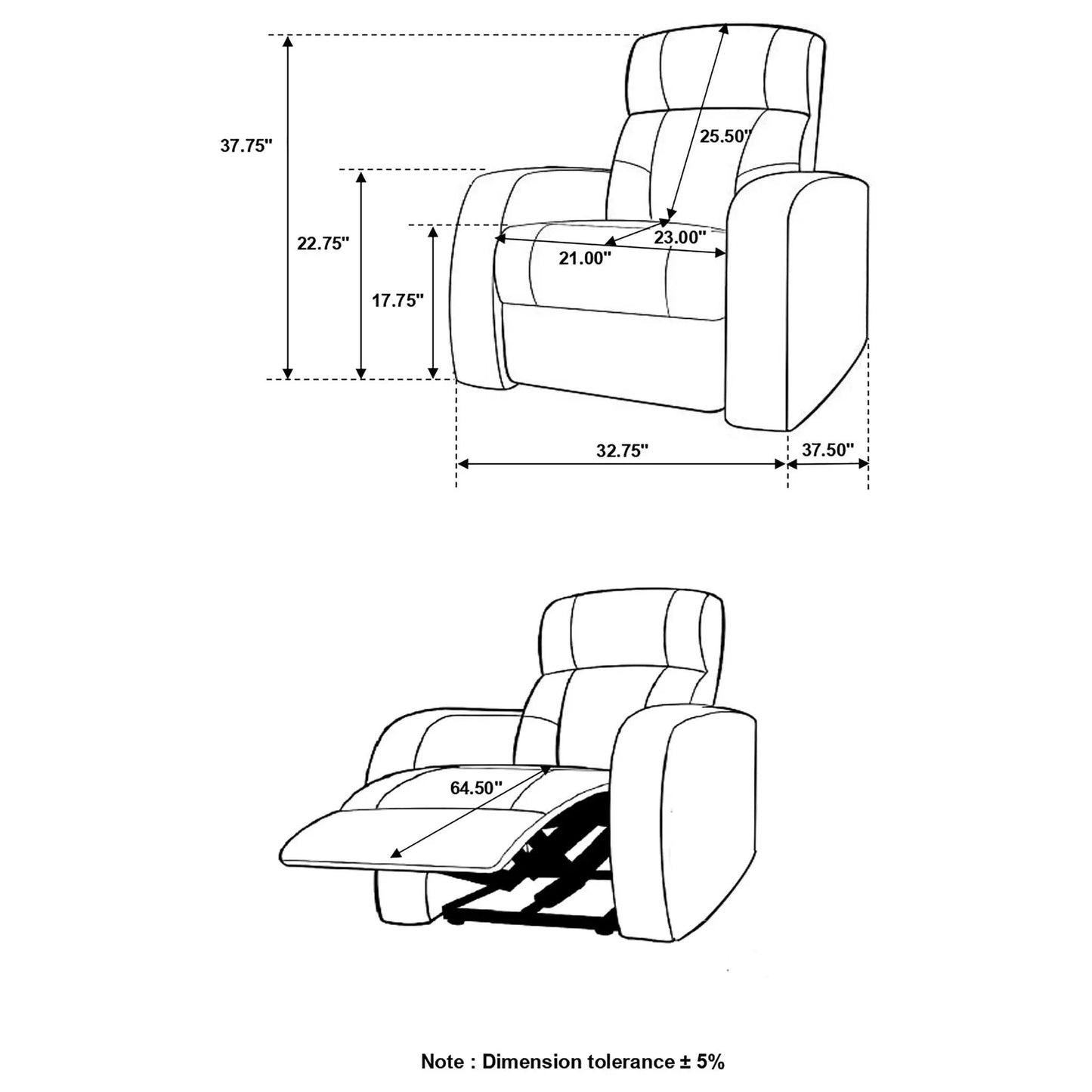 Upholstered black recliner with cup holder and fold-out footrest by Unique Piece Furniture on Tampa Home & Garden Store