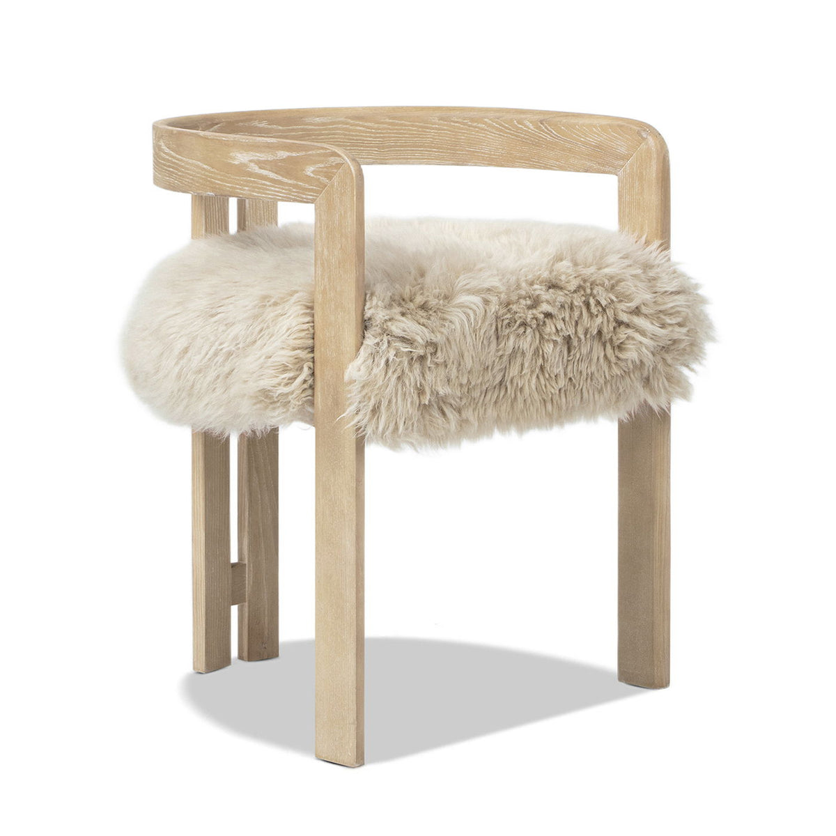 Low Back Arm Chair with natural blonde sheepskin upholstery and light wood frame HouseOfZazla on Tampa Home & Garden Store
