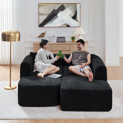 114in Cloud Sectional Couch with L-shaped Chaise black textured fabric HouseOfZazla on Tampa Home & Garden Store