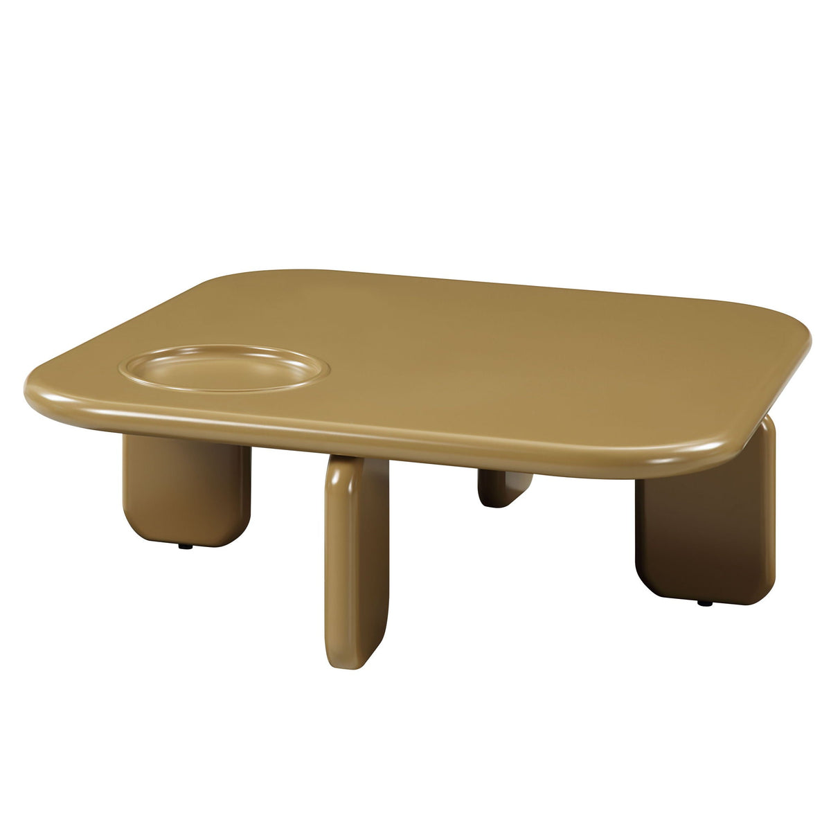 Coffee table yellow-brown high-gloss with rounded edges and chunky legs HouseOfZazla on Tampa Home & Garden Store