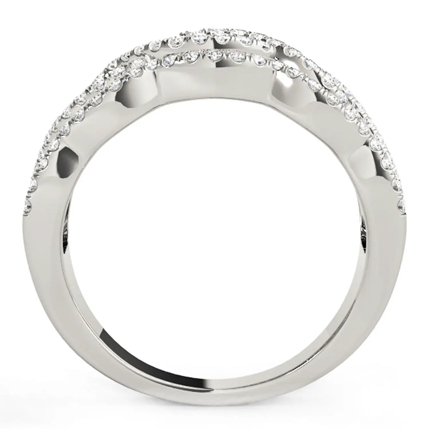 Diamond studded ring in 14k white gold with four curved diamond rows, 5/8 cttw, Bids.com on Tampa Home & Garden Store