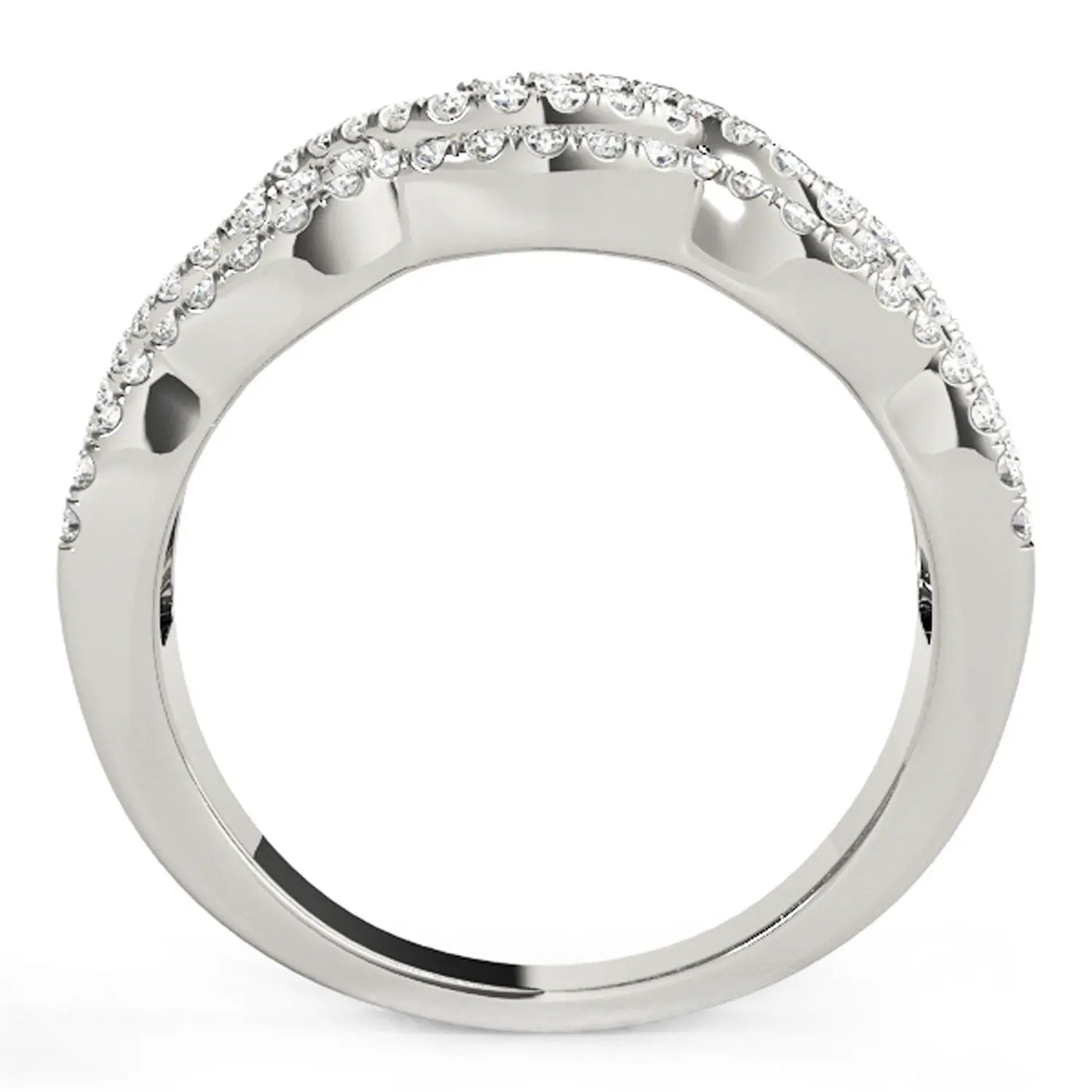 Diamond studded ring in 14k white gold with four curved diamond rows, 5/8 cttw, Bids.com on Tampa Home & Garden Store