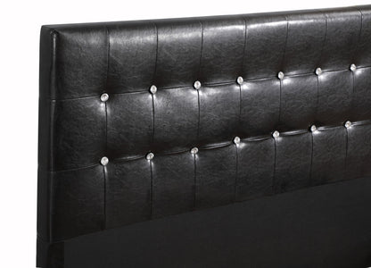 Stylish upholstered headboard in black faux leather with crystal buttons by HouseOfZazla on Tampa Home & Garden Store
