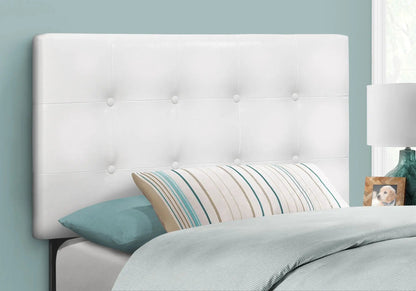 Twin size upholstered headboard, white tufted with vertical seams, Unique Piece Furniture on Tampa Home & Garden Store