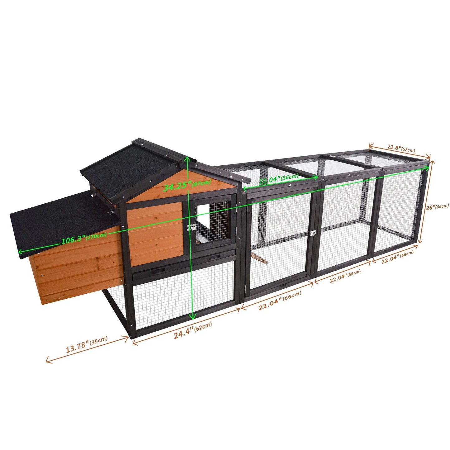 Chicken Coop With Run And Nesting Box by HouseOfZazla, black frame with wire mesh on Tampa Home & Garden Store
