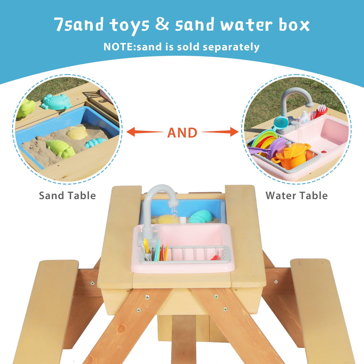 Kids cedar outdoor dining table with sand and water conversion by HouseOfZazla on Tampa Home & Garden Store
