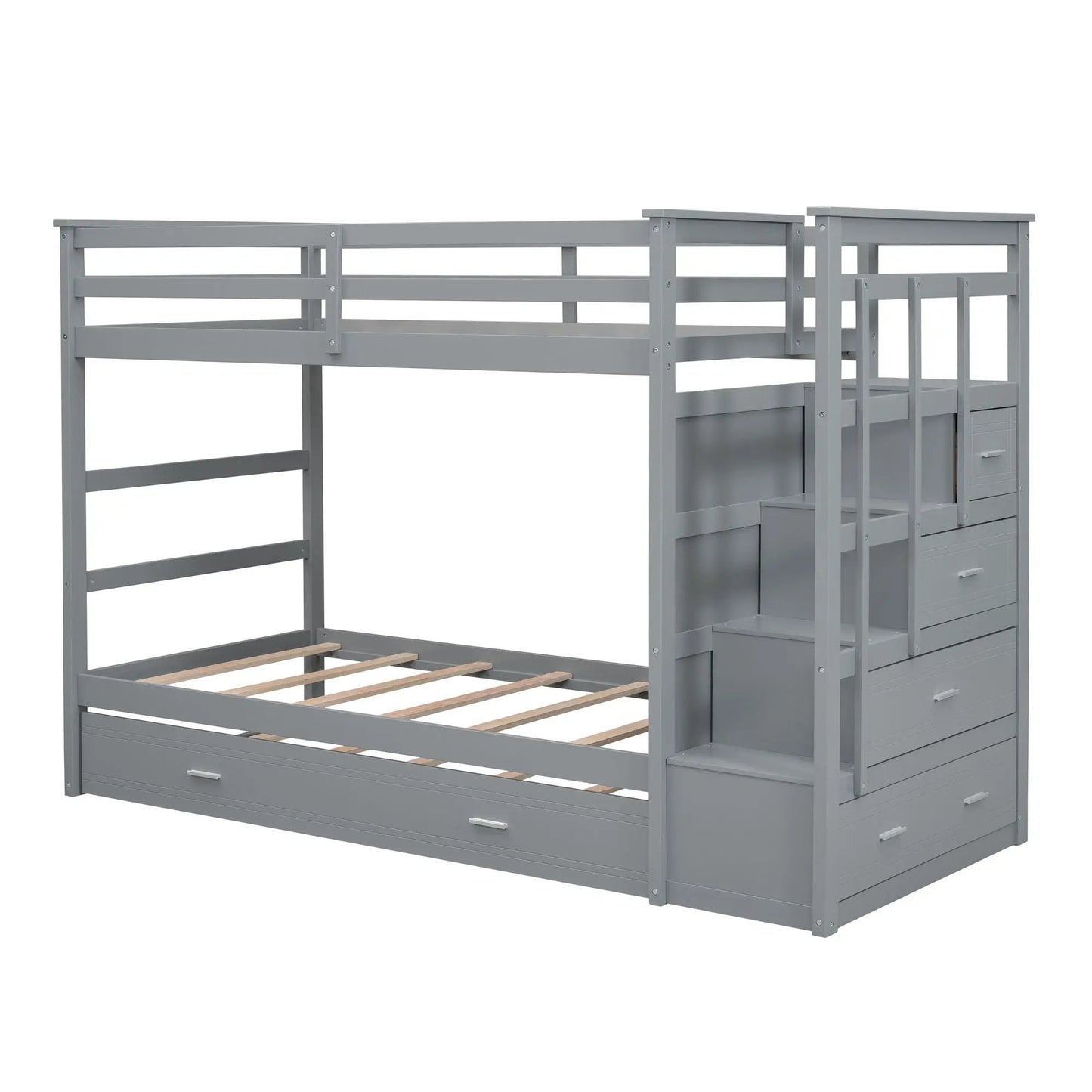 Bunk Bed With Trundle and Staircase Space Saving