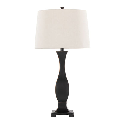 Riley Contemporary Table Lamp Set of 2 with oil rubbed bronze base and oat shade on Tampa Home & Garden Store