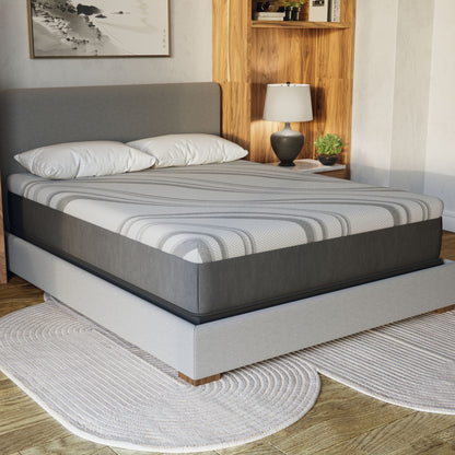 Bib Nl 12in Pro Gel Hybrid Medium Mattress by HouseOfZazla, gray dual-mattress setup on Tampa Home & Garden Store
