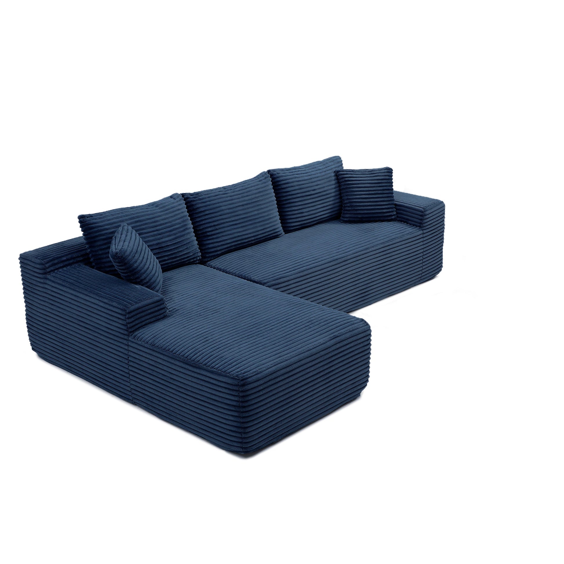 105'' Modular Sectional Sofa with Deep Seat and Chaise navy blue corduroy by HouseOfZazla on Tampa Home & Garden Store