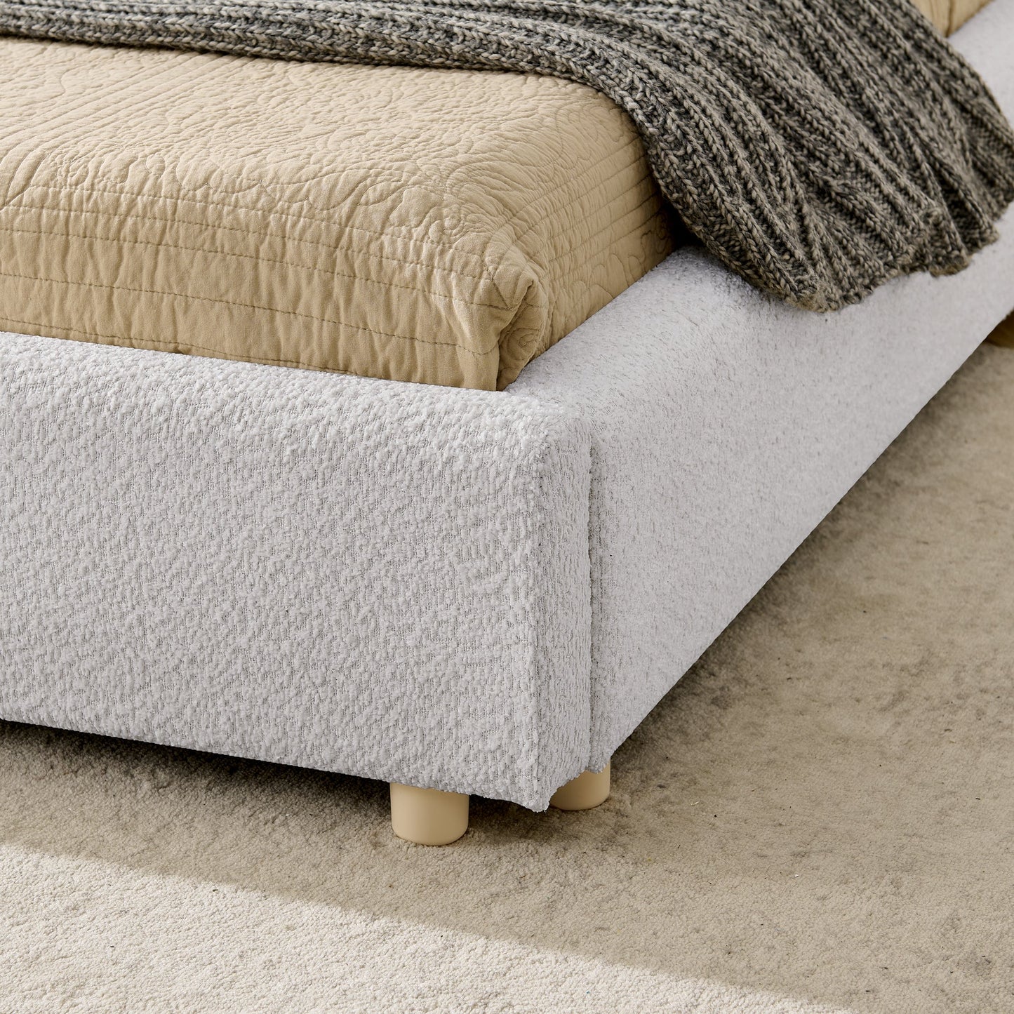 Modern King Size Bed and Upholstered Headboard