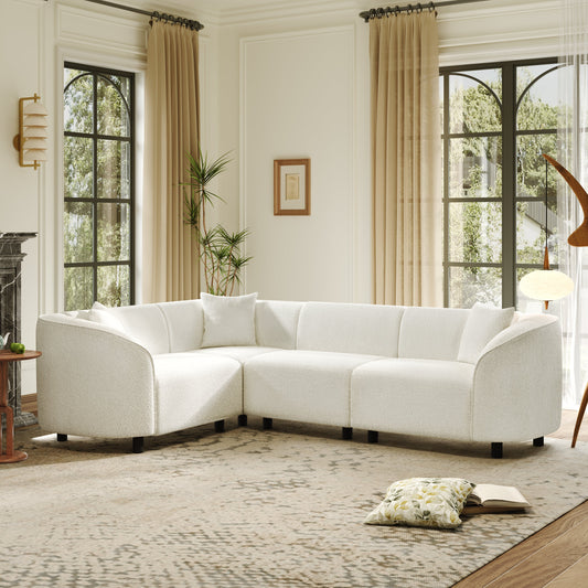 104 inch L-shaped curved contemporary sectional sofa beige fabric by HouseOfZazla on Tampa Home & Garden Store