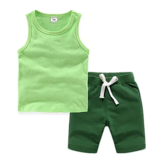 Kids lime-green sleeveless tank top with dark-green shorts and white drawstring, FLIPSTYLEZLLC on Tampa Home & Garden Store