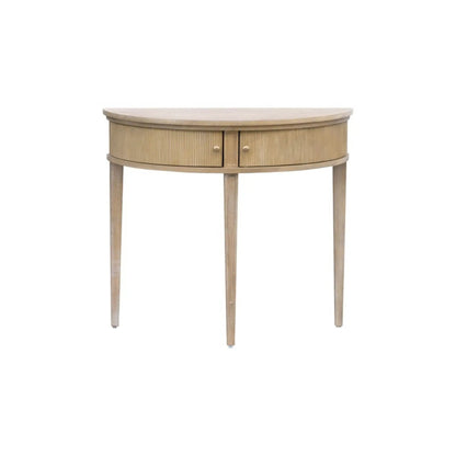 Vintage inspired storage console table with fluted doors in natural wood finish by Unique Piece Furniture on Tampa Home & Garden Store