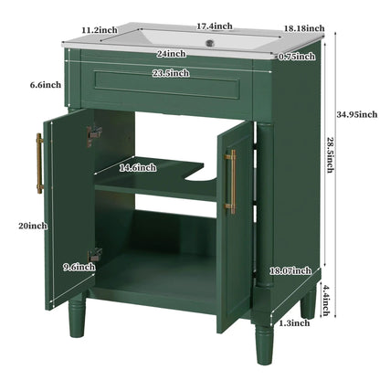 Bathroom vanity with integrated sink, green two-door cabinet by Unique Piece Furniture on Tampa Home & Garden Store