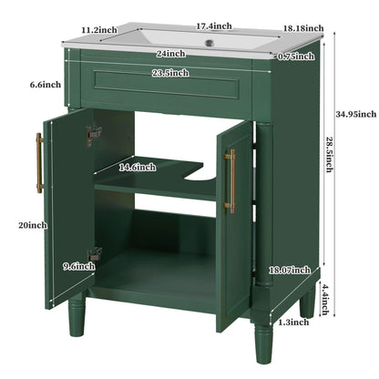 Bathroom vanity with integrated sink, green finish, 2-door cabinet by HouseOfZazla on Tampa Home & Garden Store